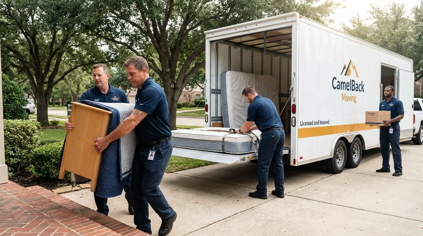 Crew loading residential truck for cross-state move from Honea Path, SC