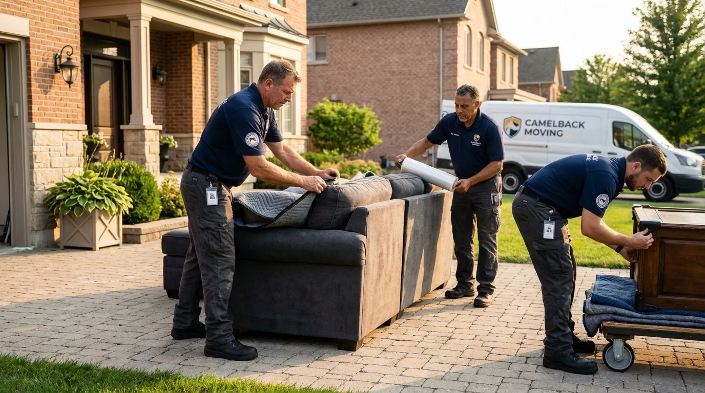 Large estate moving crew wrapping furniture in Honea Path, SC