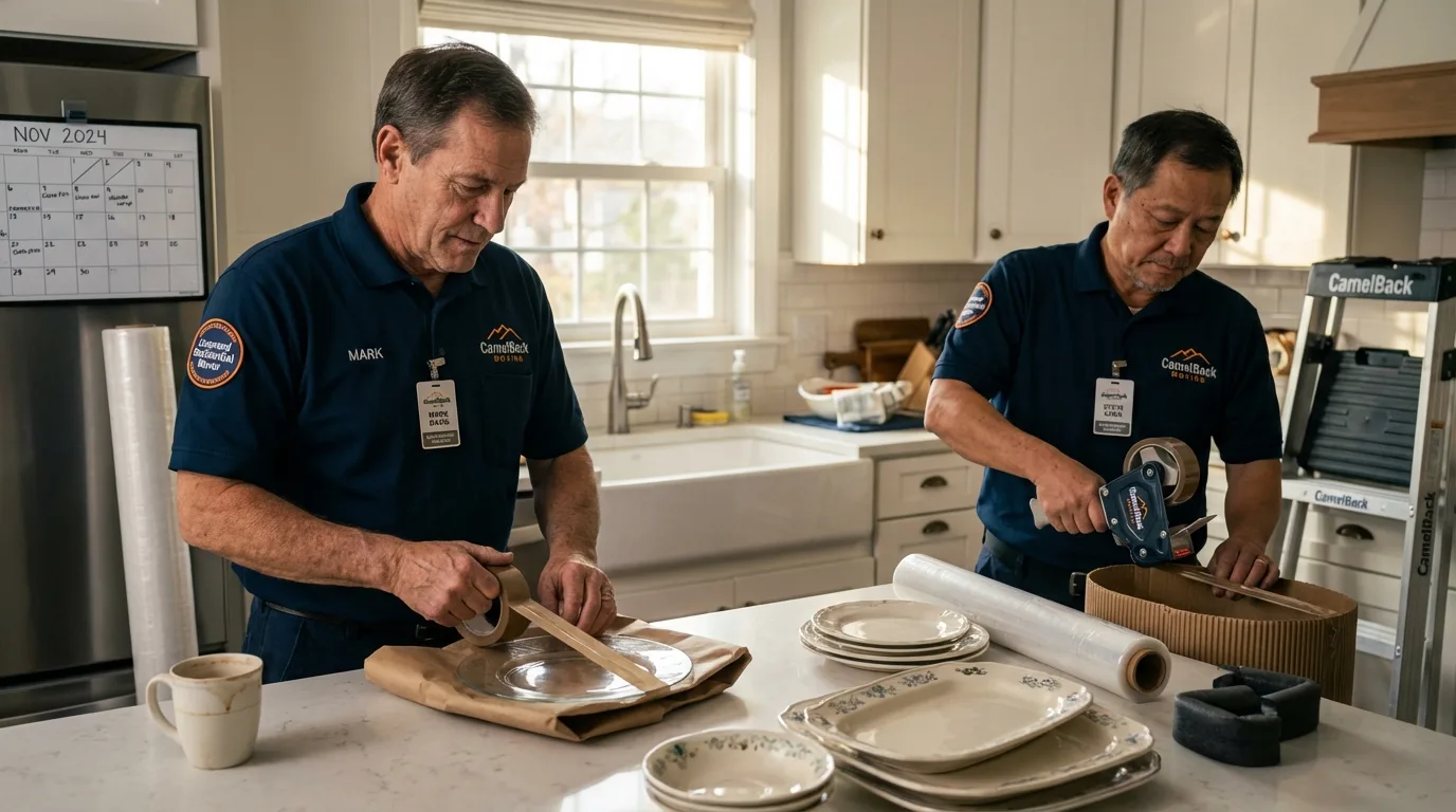 Professional crew packing kitchen dishware in Honea Path, SC
